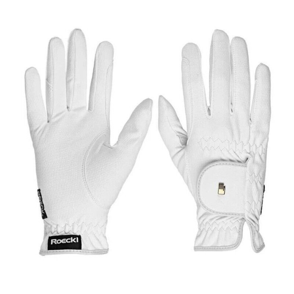 Roeckl Sports Roeck-Grip Equestrian Riding Gloves - White Size 6.5